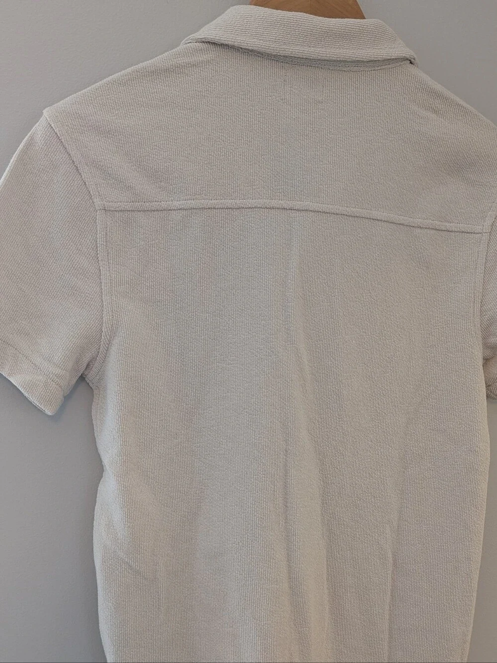 NWOT J.Crew Terry Camp Collar Button Shirt Cream Ivory Men's XS